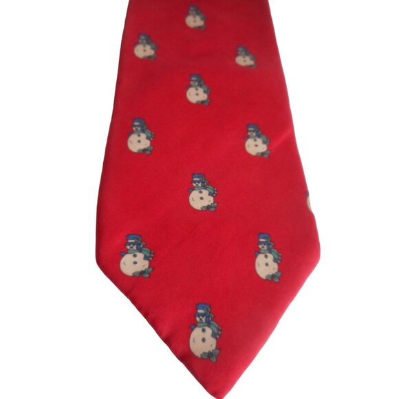 Vintage Wembley Snowman Silk Tie Red - Picture 2 of 4